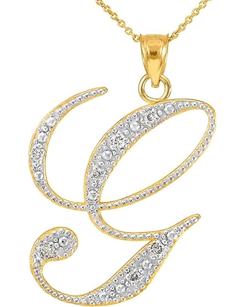 14K Yellow Gold Diamond Accented Dangling Cursive Initial A-Z Charm 4/5" Pendant Necklace (J-K Color, I1-I2 Clarity) - Choice...