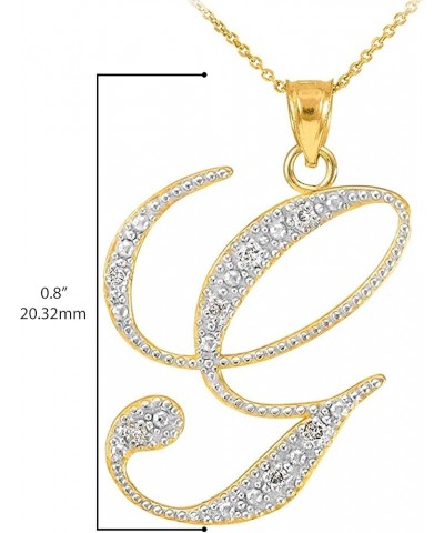 14K Yellow Gold Diamond Accented Dangling Cursive Initial A-Z Charm 4/5" Pendant Necklace (J-K Color, I1-I2 Clarity) - Choice...