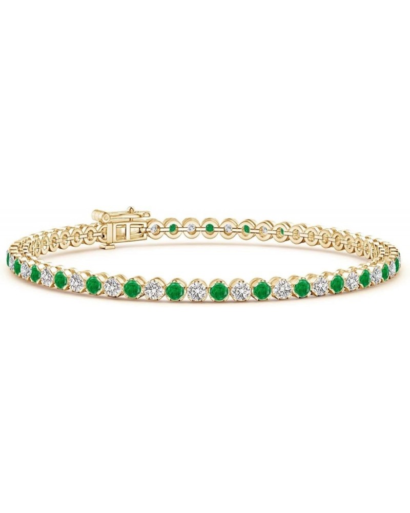 Natural Emerald Tennis Bracelet for Women, Girls in 14K Solid Gold | May Birthstone Jewelry Gift for Her | Wedding Anniversar...