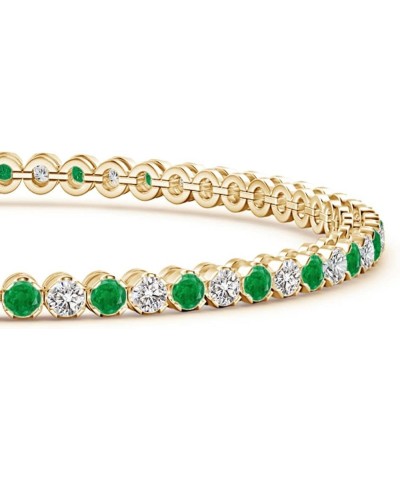 Natural Emerald Tennis Bracelet for Women, Girls in 14K Solid Gold | May Birthstone Jewelry Gift for Her | Wedding Anniversar...