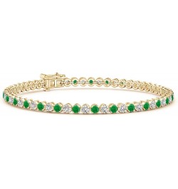 Natural Emerald Tennis Bracelet for Women, Girls in 14K Solid Gold | May Birthstone Jewelry Gift for Her | Wedding Anniversar...