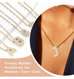 Bubble Letter Necklace Gold, Initial Necklace for Women Teen Girls Gifts Trendy Stuff 14k Gold Balloon Bubble Necklace Letter...