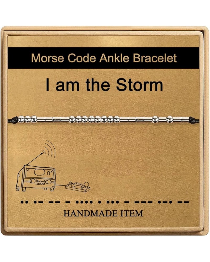 Morse Code Anklet for Women,Handmade Rope Stainless Steel Beads Ankle Bracelets for women Friend Mom Sister Daughter Girls I ...