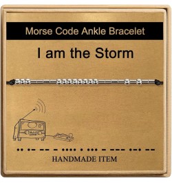 Morse Code Anklet for Women,Handmade Rope Stainless Steel Beads Ankle Bracelets for women Friend Mom Sister Daughter Girls I ...