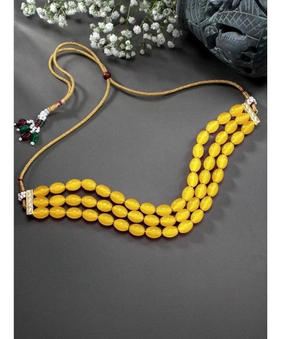 Gold Plated Pearl Beaded Choker Necklace With Stud Earrings For Women Traditional Jewelry Set Maroon-2 $12.00 Jewelry Sets