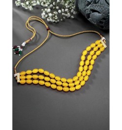 Gold Plated Pearl Beaded Choker Necklace With Stud Earrings For Women Traditional Jewelry Set Maroon-2 $12.00 Jewelry Sets