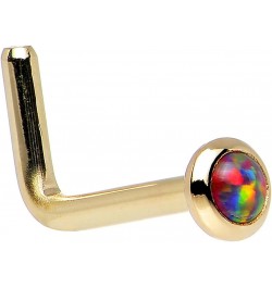 Solid 14k Yellow Gold 2mm Fire Red Synthetic Opal L Shaped Nose Stud Ring 18 Gauge 1/4 $22.13 Body Jewelry