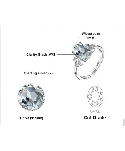 1.8ct Green Amethyst White Rock Quartz Solitaire Open Adjustable Rings for Women, 14k White Yellow Rose Gold Plated 925 Sterl...