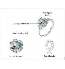 1.8ct Green Amethyst White Rock Quartz Solitaire Open Adjustable Rings for Women, 14k White Yellow Rose Gold Plated 925 Sterl...