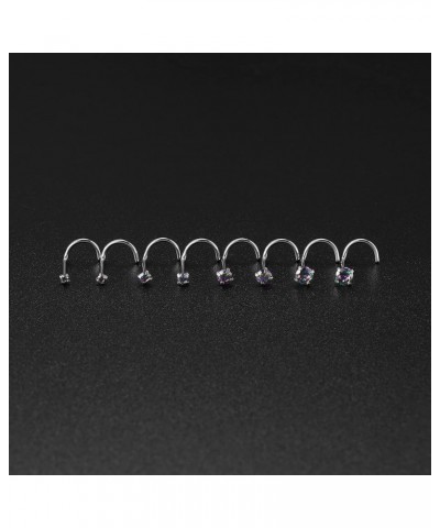 20G 18G Nose Rings Studs Stainless Steel Nose Rings for Women Men Round CZ Nose Bone L Shaped Screw Nose Stud Ring Set Nostri...