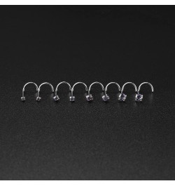 20G 18G Nose Rings Studs Stainless Steel Nose Rings for Women Men Round CZ Nose Bone L Shaped Screw Nose Stud Ring Set Nostri...