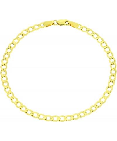 14k Yellow Gold 3.5mm Cuban Curb Link Chain Bracelet or Anklet, Womens Mens Jewelry 7" 7.5" 8" 8.5" 9 Yellow 7.5 $66.50 Anklets