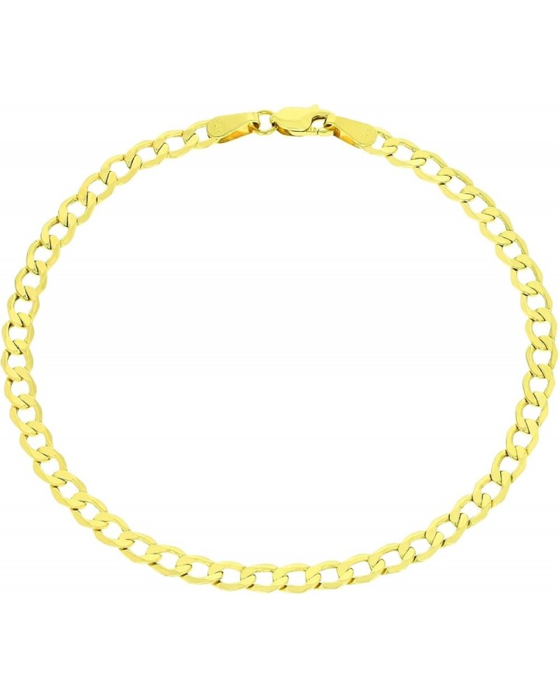 14k Yellow Gold 3.5mm Cuban Curb Link Chain Bracelet or Anklet, Womens Mens Jewelry 7" 7.5" 8" 8.5" 9 Yellow 7.5 $66.50 Anklets