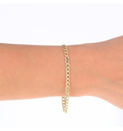 14k Yellow Gold 3.5mm Cuban Curb Link Chain Bracelet or Anklet, Womens Mens Jewelry 7" 7.5" 8" 8.5" 9 Yellow 7.5 $66.50 Anklets