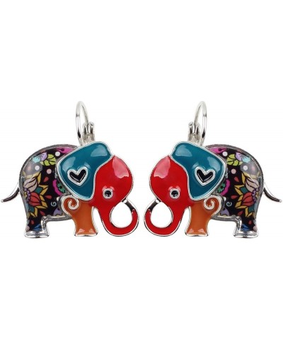 Enamel Alloy Jungle Elephant Earrings Dangle Stud French Clip Fashion Jewelry For Women Girls Charm Gift Multicolor $9.27 Ear...