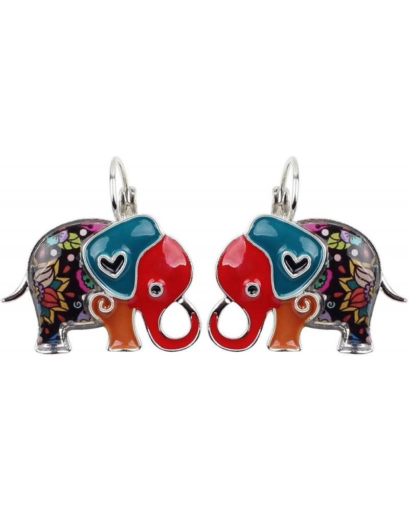 Enamel Alloy Jungle Elephant Earrings Dangle Stud French Clip Fashion Jewelry For Women Girls Charm Gift Multicolor $9.27 Ear...