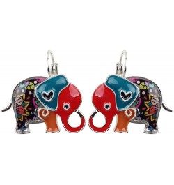 Enamel Alloy Jungle Elephant Earrings Dangle Stud French Clip Fashion Jewelry For Women Girls Charm Gift Multicolor $9.27 Ear...