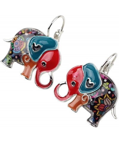 Enamel Alloy Jungle Elephant Earrings Dangle Stud French Clip Fashion Jewelry For Women Girls Charm Gift Multicolor $9.27 Ear...