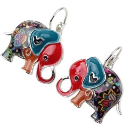 Enamel Alloy Jungle Elephant Earrings Dangle Stud French Clip Fashion Jewelry For Women Girls Charm Gift Multicolor $9.27 Ear...