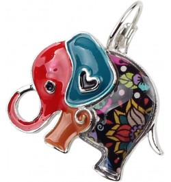 Enamel Alloy Jungle Elephant Earrings Dangle Stud French Clip Fashion Jewelry For Women Girls Charm Gift Multicolor $9.27 Ear...