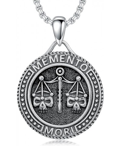 Necklace for Men 925 Sterling Silver Masonic/Memento Mori/Skull/Allah/Viking/Thor's Hammer/Trident/Aztec/Anchor Freemason Pen...