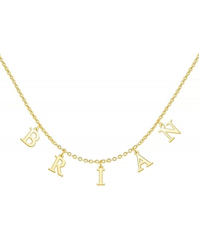 Uppercase Letter Charm Name Necklace Personlized Initial Alphabet Pendant Jewelry with 14K Gold Plated for Women Choker Brian...