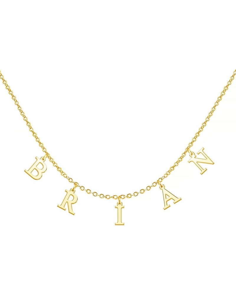 Uppercase Letter Charm Name Necklace Personlized Initial Alphabet Pendant Jewelry with 14K Gold Plated for Women Choker Brian...