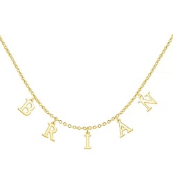 Uppercase Letter Charm Name Necklace Personlized Initial Alphabet Pendant Jewelry with 14K Gold Plated for Women Choker Brian...