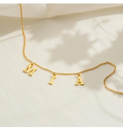 Uppercase Letter Charm Name Necklace Personlized Initial Alphabet Pendant Jewelry with 14K Gold Plated for Women Choker Brian...