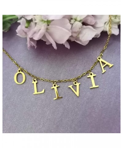 Uppercase Letter Charm Name Necklace Personlized Initial Alphabet Pendant Jewelry with 14K Gold Plated for Women Choker Brian...