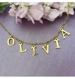 Uppercase Letter Charm Name Necklace Personlized Initial Alphabet Pendant Jewelry with 14K Gold Plated for Women Choker Brian...