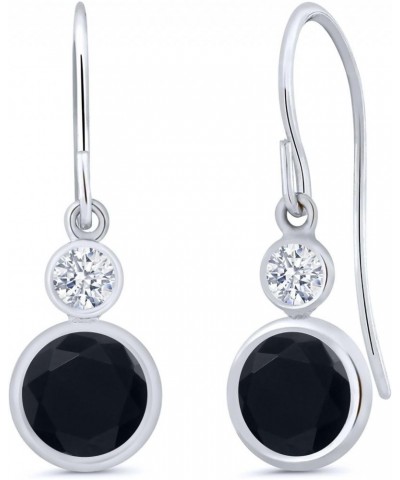 14K White Gold Black Onyx Drop Dangle Earrings For Women (1.62 Cttw, Gemstone December Birthstone, Round 6MM and 3MM) $46.20 ...