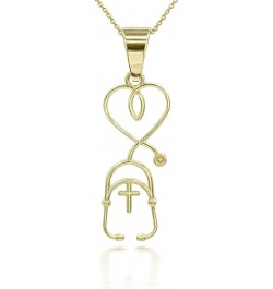 Dainty 10k Gold Cross Stethoscope Pendant Necklace Yellow Gold 16.0 Inches $67.99 Necklaces