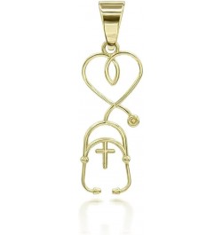 Dainty 10k Gold Cross Stethoscope Pendant Necklace Yellow Gold 16.0 Inches $67.99 Necklaces