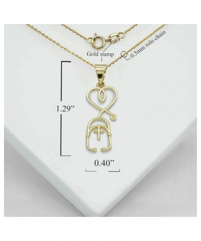 Dainty 10k Gold Cross Stethoscope Pendant Necklace Yellow Gold 16.0 Inches $67.99 Necklaces