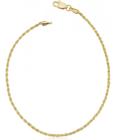 Solid 10k Yellow Gold 1.5 mm Rope Chain Bracelet 8.5 Inches $51.20 Bracelets