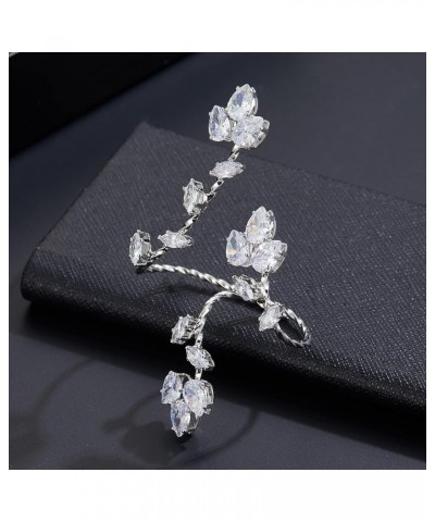 Silver Rings Cubic Zirconia Leaf Shape Opening Adjustable Ring Cocktail Jewelry for Women Rosebud Leaf $12.59 Rings