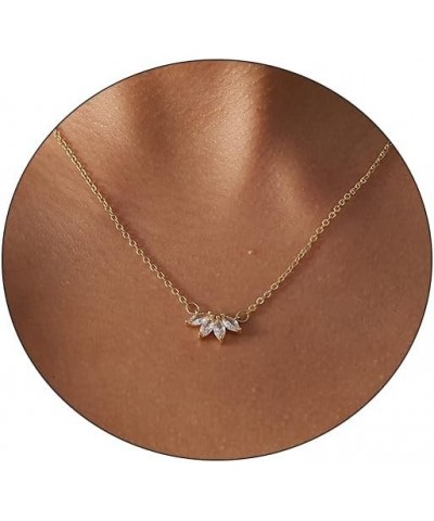 Gold Necklace for Women,Dainty Gold Necklaces 14k Gold Plated Diamond Necklaces Cute CZ Solitaire Choker Necklaces for Women ...