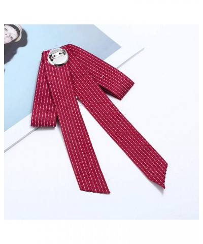 Crystal Pearl Bow Brooch Pre-Tied Neck Tie Brooch Pin Striped Ribbon Bow Tie for Women Wedding Party Bow Tie Red $8.88 Brooch...