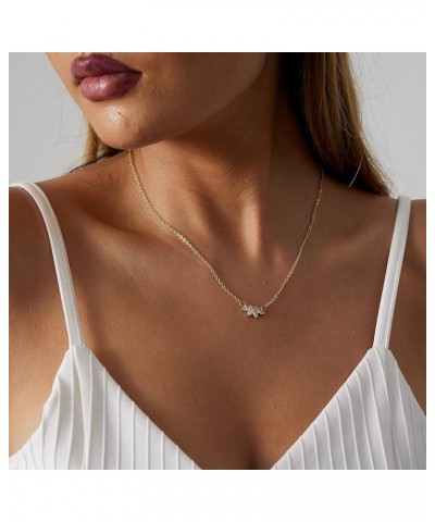 Gold Necklace for Women,Dainty Gold Necklaces 14k Gold Plated Diamond Necklaces Cute CZ Solitaire Choker Necklaces for Women ...