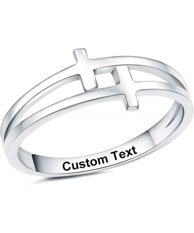 Purity Thumb Sterling Silver Ring Dainty Cross Rings for Women Mothers Mother Daughter Day Christian Jewelry Personalized Eng...