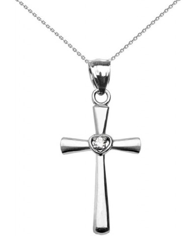 Solitaire Diamond Heart Cross Pendant Necklace in 10k White Gold 22.0 Inches $87.39 Necklaces