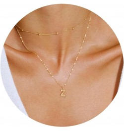 Gold Initial Necklaces for Women Girls, 14K Gold Plated Initial Necklaces | Layered Initial Letter Necklaces | Initial Tag Pe...