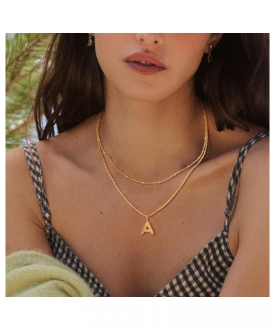 Gold Initial Necklaces for Women Girls, 14K Gold Plated Initial Necklaces | Layered Initial Letter Necklaces | Initial Tag Pe...