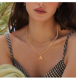 Gold Initial Necklaces for Women Girls, 14K Gold Plated Initial Necklaces | Layered Initial Letter Necklaces | Initial Tag Pe...