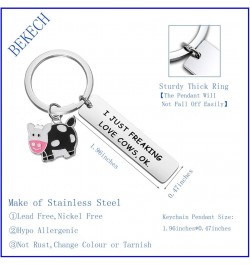 Cute Animal Cow Jewelry Cow Lover Gift I Just Freaking Love Cows OK Cow Keychain Silver $6.75 Pendants