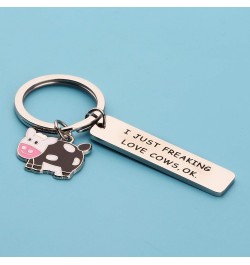 Cute Animal Cow Jewelry Cow Lover Gift I Just Freaking Love Cows OK Cow Keychain Silver $6.75 Pendants