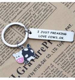 Cute Animal Cow Jewelry Cow Lover Gift I Just Freaking Love Cows OK Cow Keychain Silver $6.75 Pendants