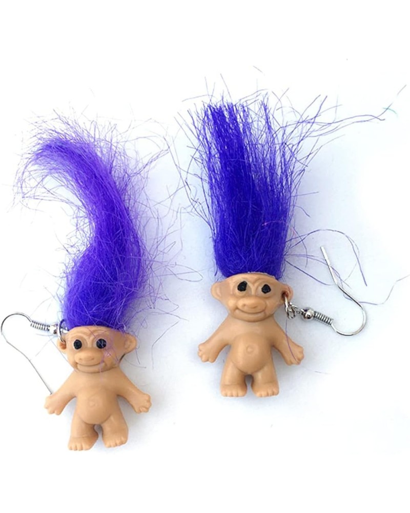 Lovely Ugly Doll Dangle Earrings, Cute Ugly Doll with Colorful Hair Drop Earrings for Women Men Funny Jewelry Gift Purple $6....