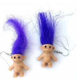 Lovely Ugly Doll Dangle Earrings, Cute Ugly Doll with Colorful Hair Drop Earrings for Women Men Funny Jewelry Gift Purple $6....